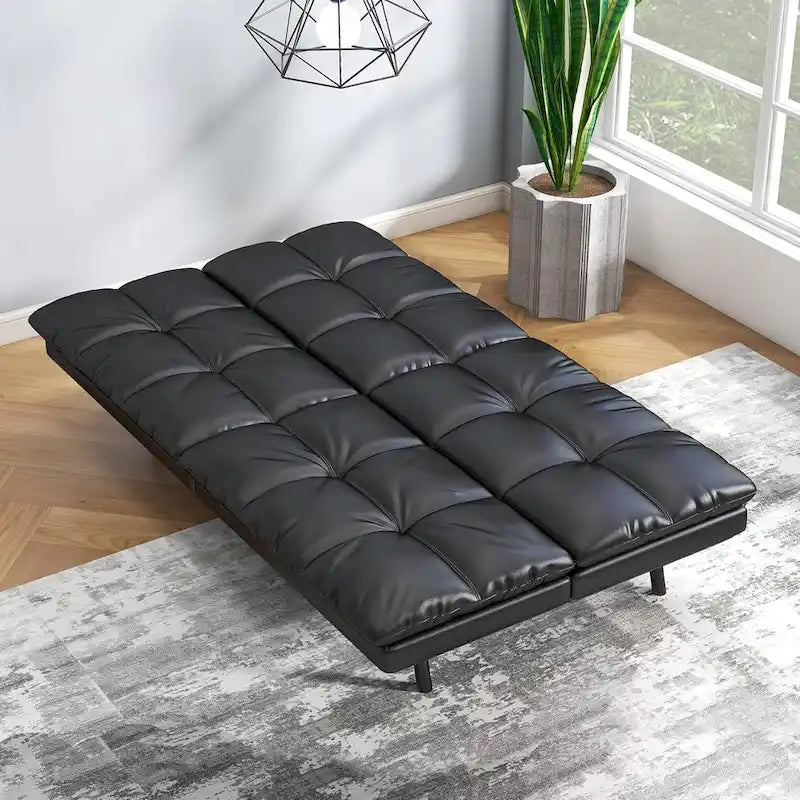 Canapé-lit futon, canapé convertible pliable en mousse à mémoire de forme avec accoudoirs réglables pour petits espaces