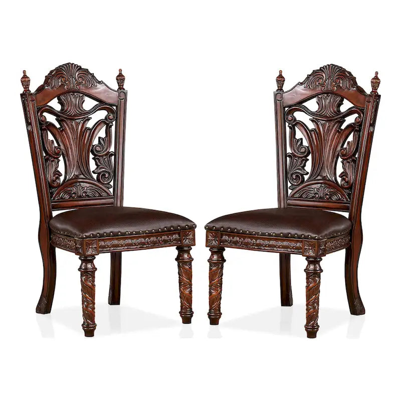 Chaises d'appoint traditionnelles en bois massif de cerisier (lot de 2)