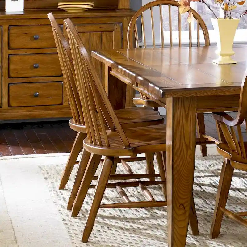 Chaise de salle à manger rustique en chêne avec dossier en arc (lot de 2)