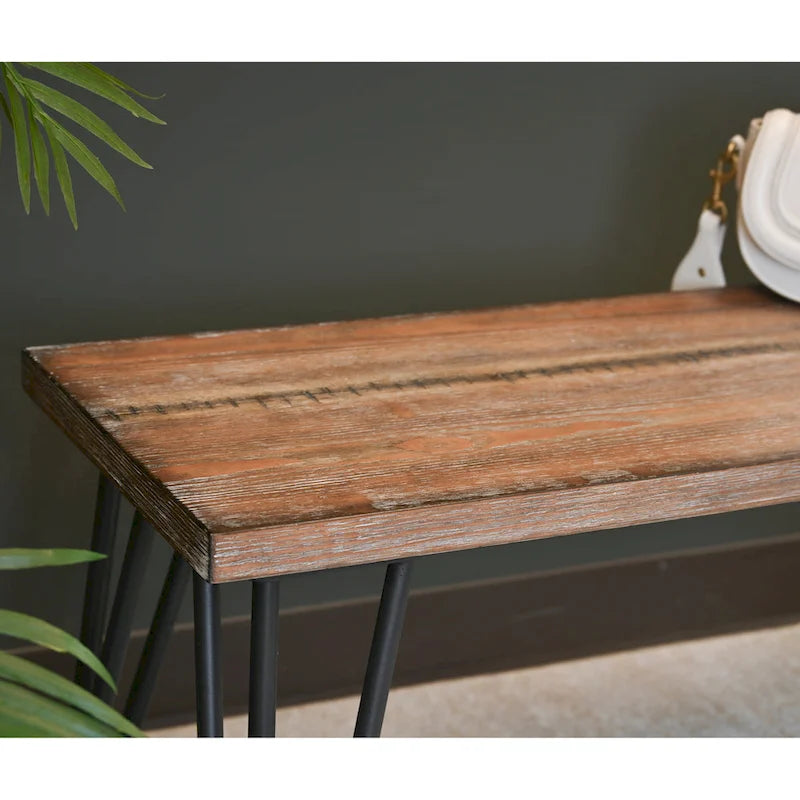 Banc de salle à manger industriel en bois, finition pin foncé rustique