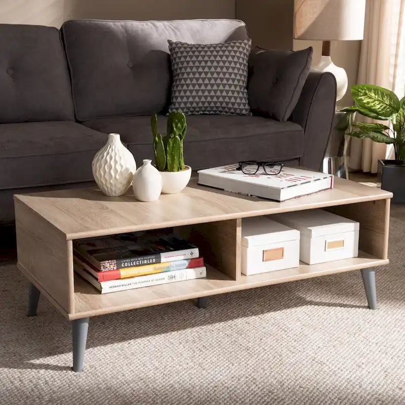 Table basse brune du milieu du siècle par