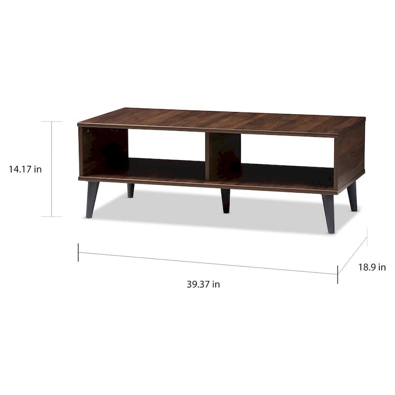Table basse brune du milieu du siècle par