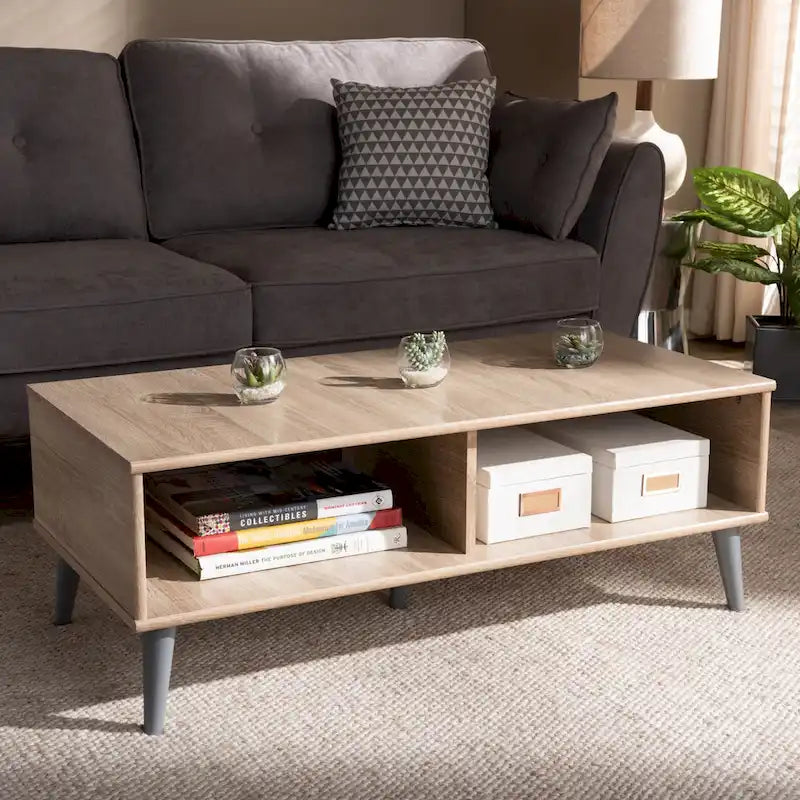Table basse brune du milieu du siècle par