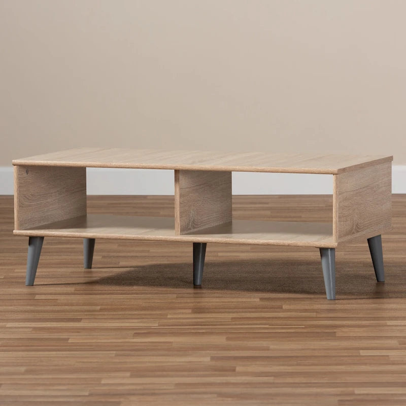 Table basse brune du milieu du siècle par
