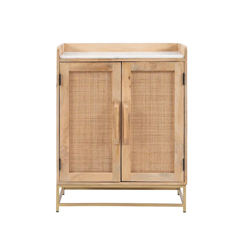 Meuble bar en bois avec plateau en marbre
