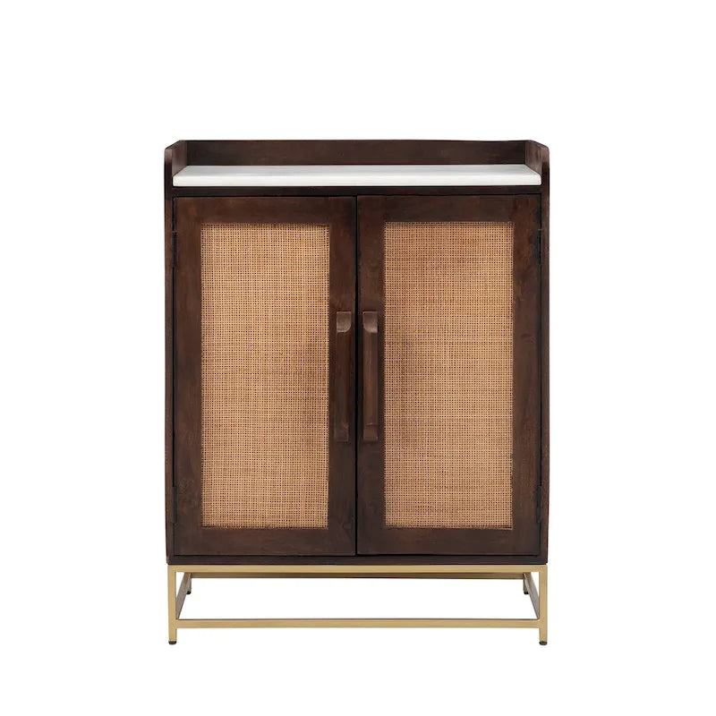 Meuble bar en bois avec plateau en marbre