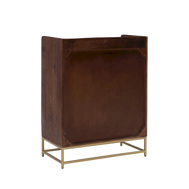 Meuble bar en bois avec plateau en marbre