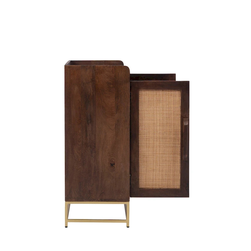 Meuble bar en bois avec plateau en marbre