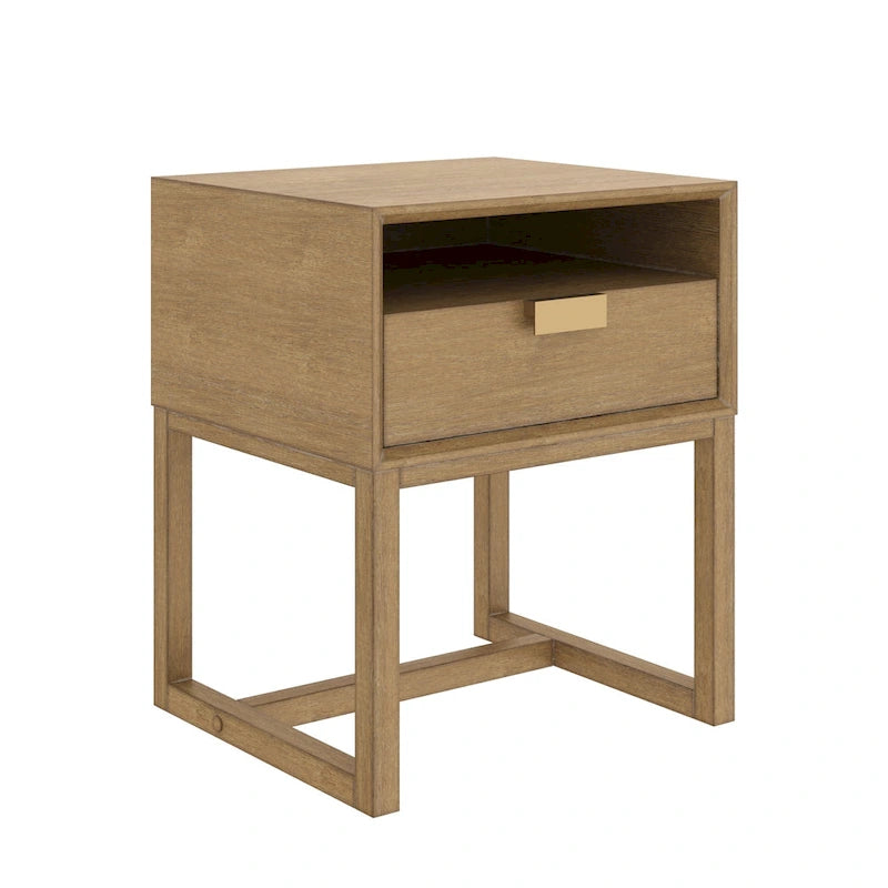 Table d'appoint avec tiroir de rangement et compartiment ouvert