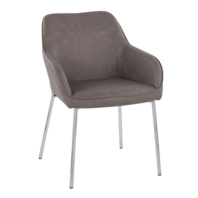 Chaise de salle à manger capitonnée chromée (lot de 2)