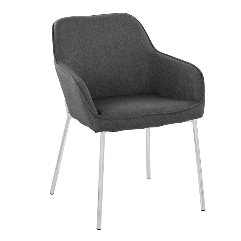 Chaise de salle à manger capitonnée chromée (lot de 2)