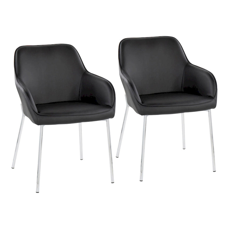 Chaise de salle à manger capitonnée chromée (lot de 2)