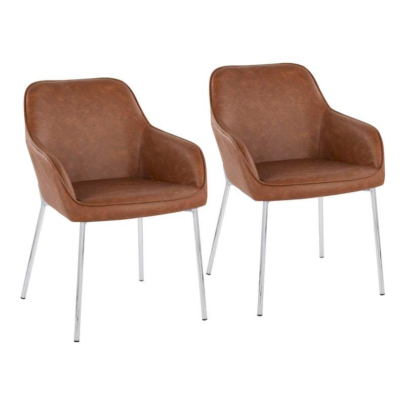 Chaise de salle à manger capitonnée chromée (lot de 2)