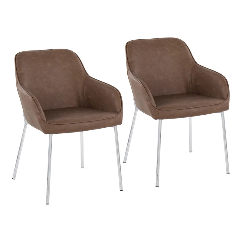 Chaise de salle à manger capitonnée chromée (lot de 2)