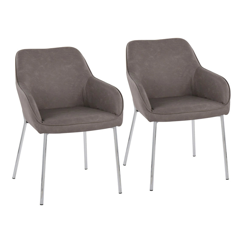 Chaise de salle à manger capitonnée chromée (lot de 2)