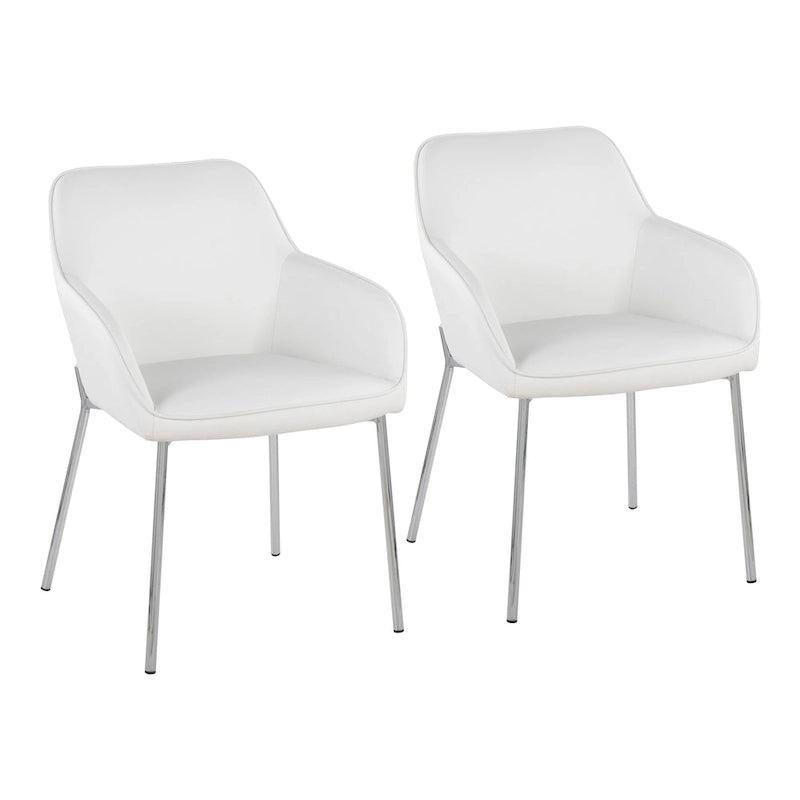 Chaise de salle à manger capitonnée chromée (lot de 2)