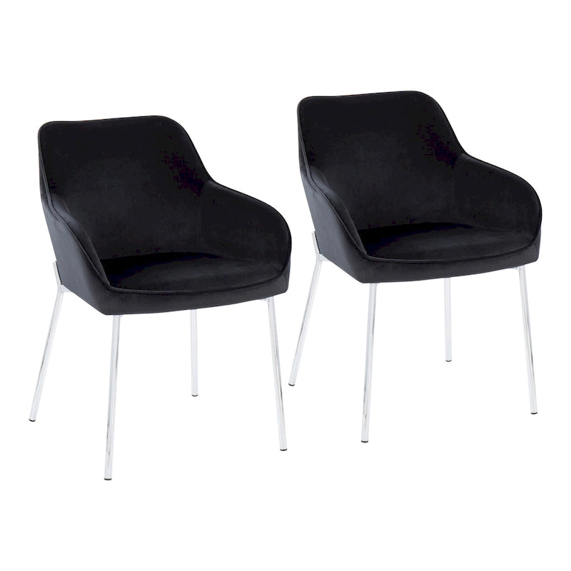 Chaise de salle à manger capitonnée chromée (lot de 2)