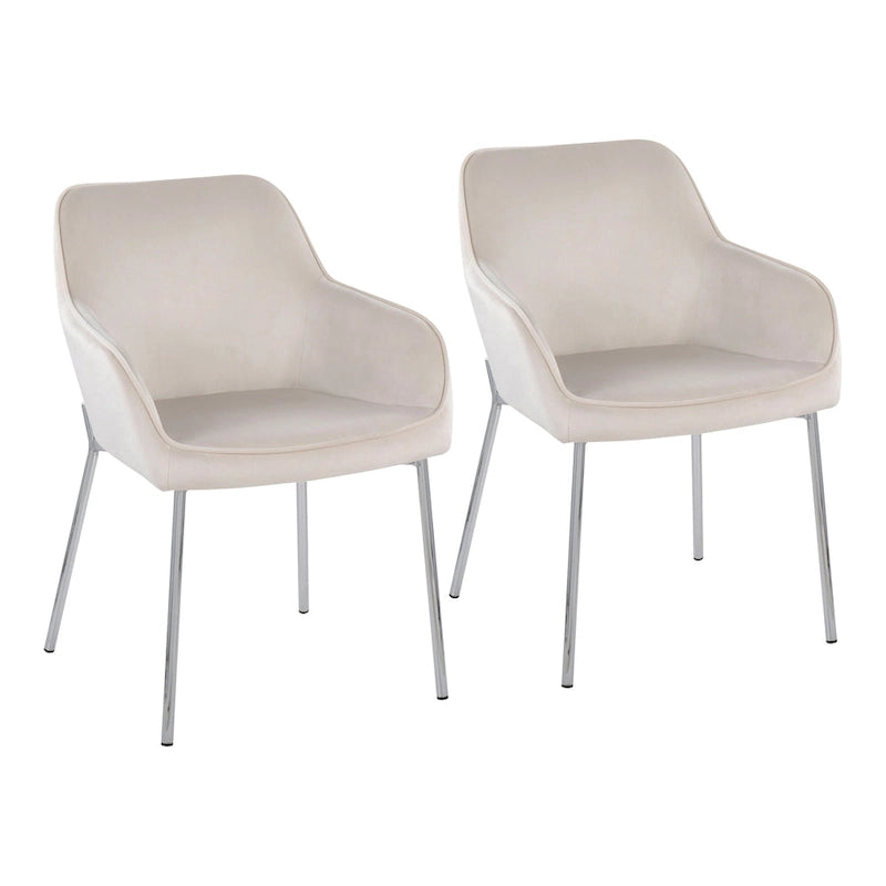 Chaise de salle à manger capitonnée chromée (lot de 2)