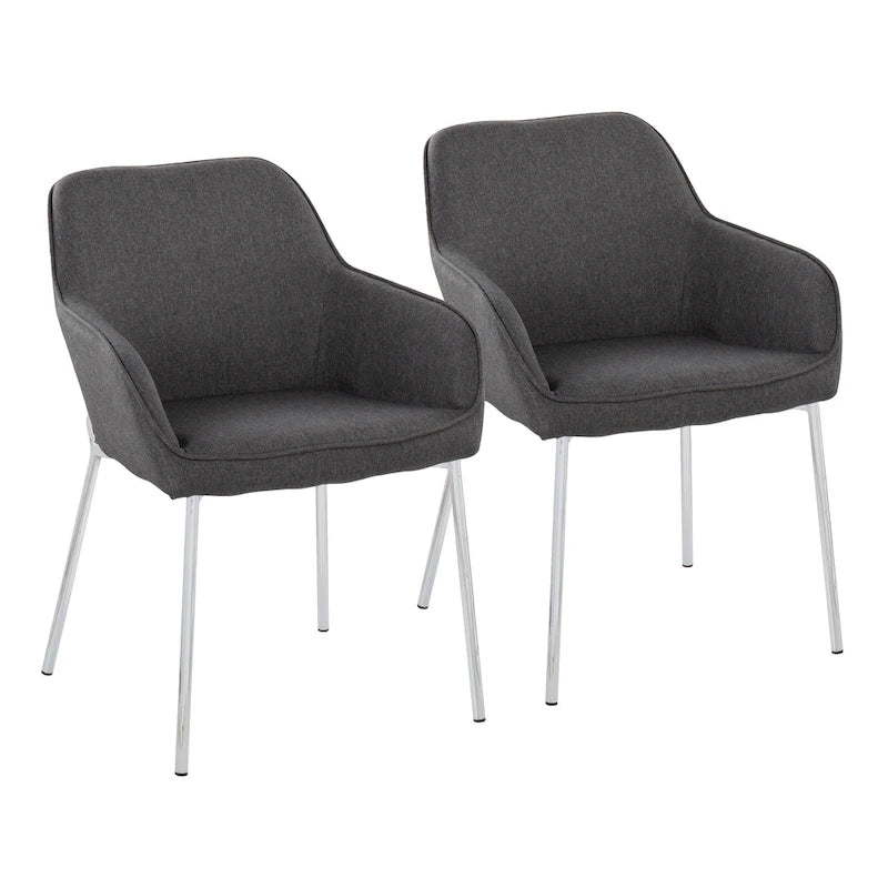 Chaise de salle à manger capitonnée chromée (lot de 2)