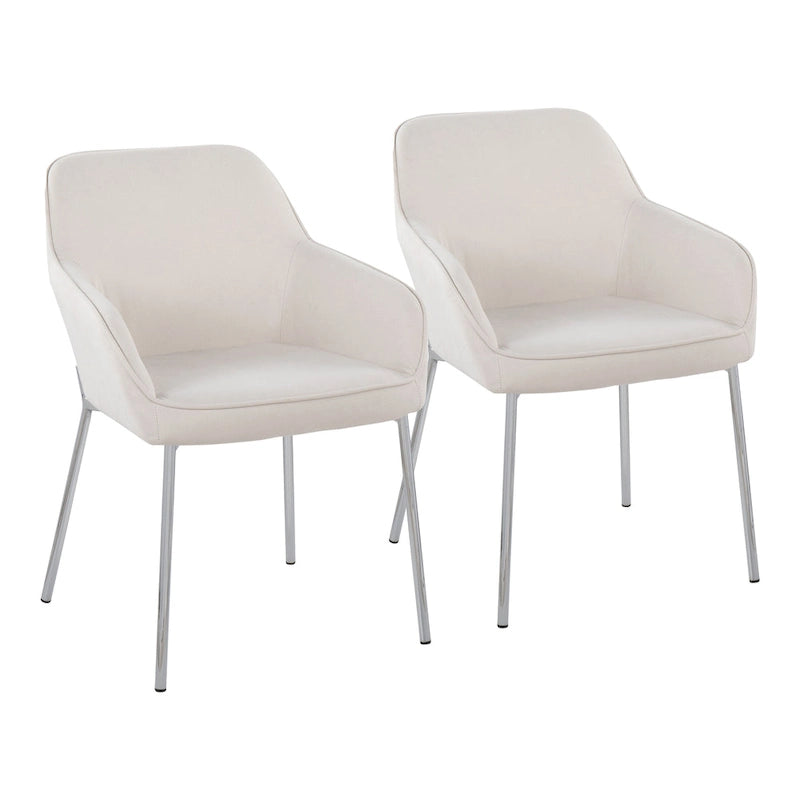 Chaise de salle à manger capitonnée chromée (lot de 2)