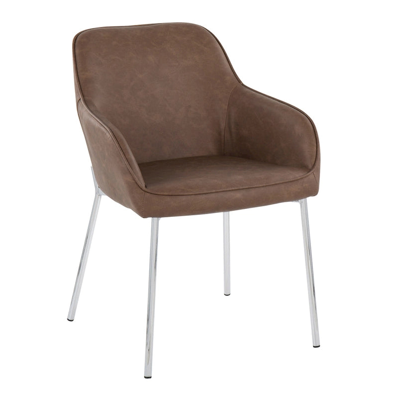 Chaise de salle à manger capitonnée chromée (lot de 2)