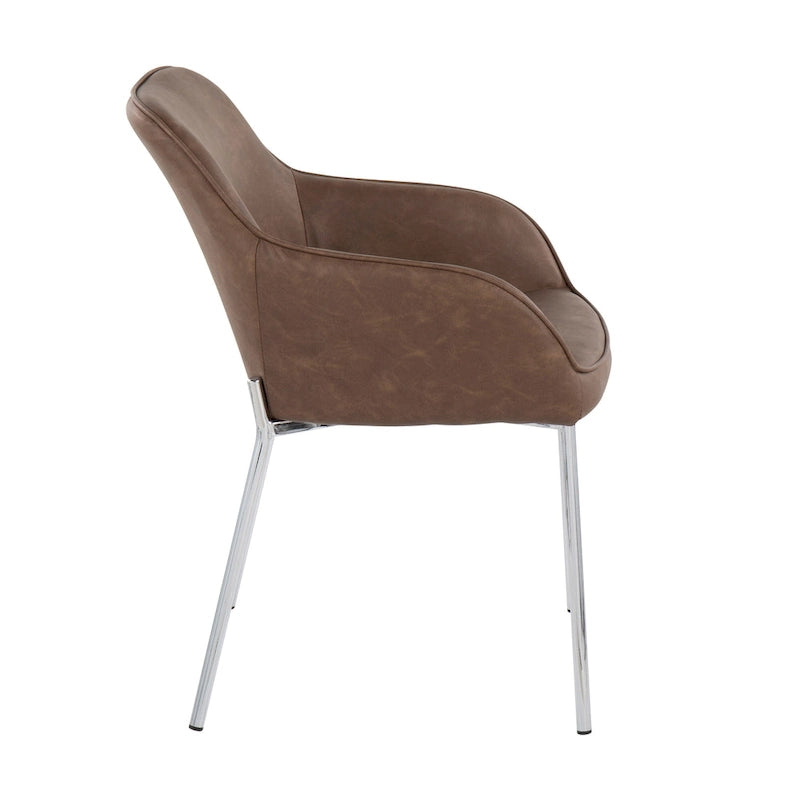 Chaise de salle à manger capitonnée chromée (lot de 2)