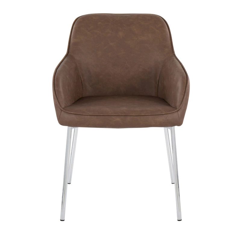 Chaise de salle à manger capitonnée chromée (lot de 2)