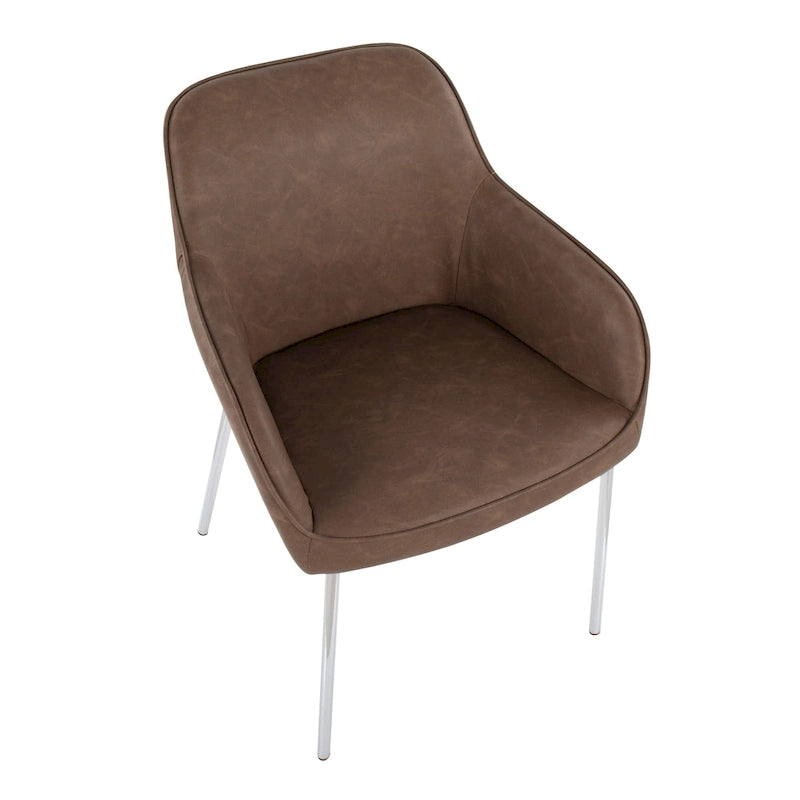 Chaise de salle à manger capitonnée chromée (lot de 2)