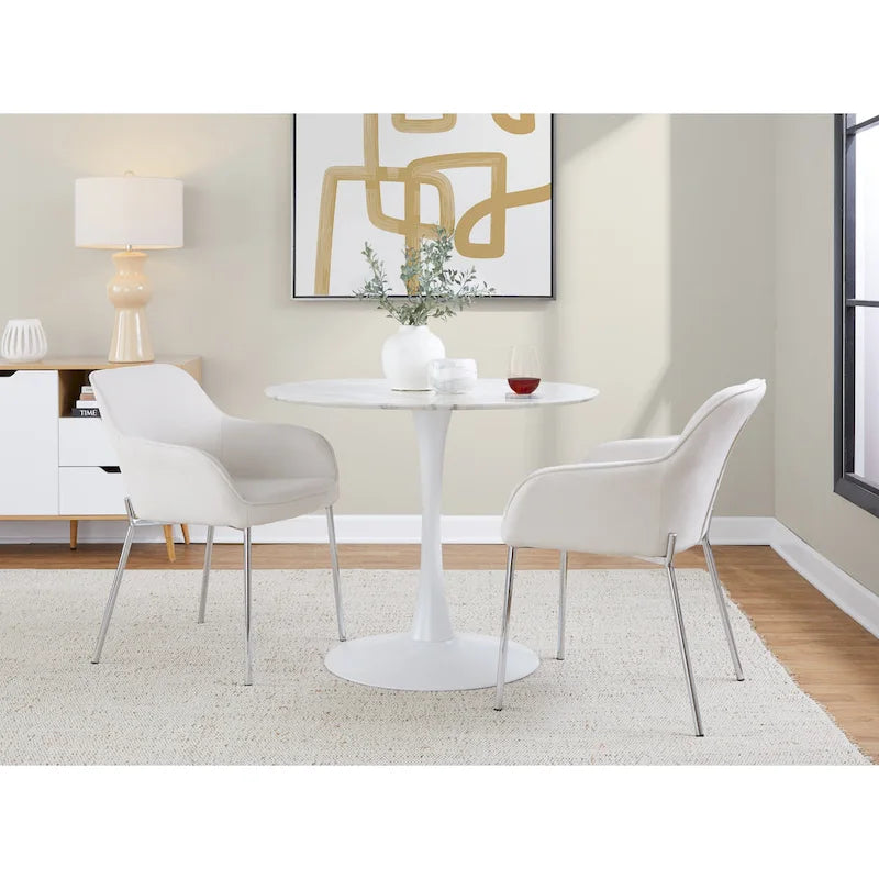 Chaise de salle à manger capitonnée chromée (lot de 2)