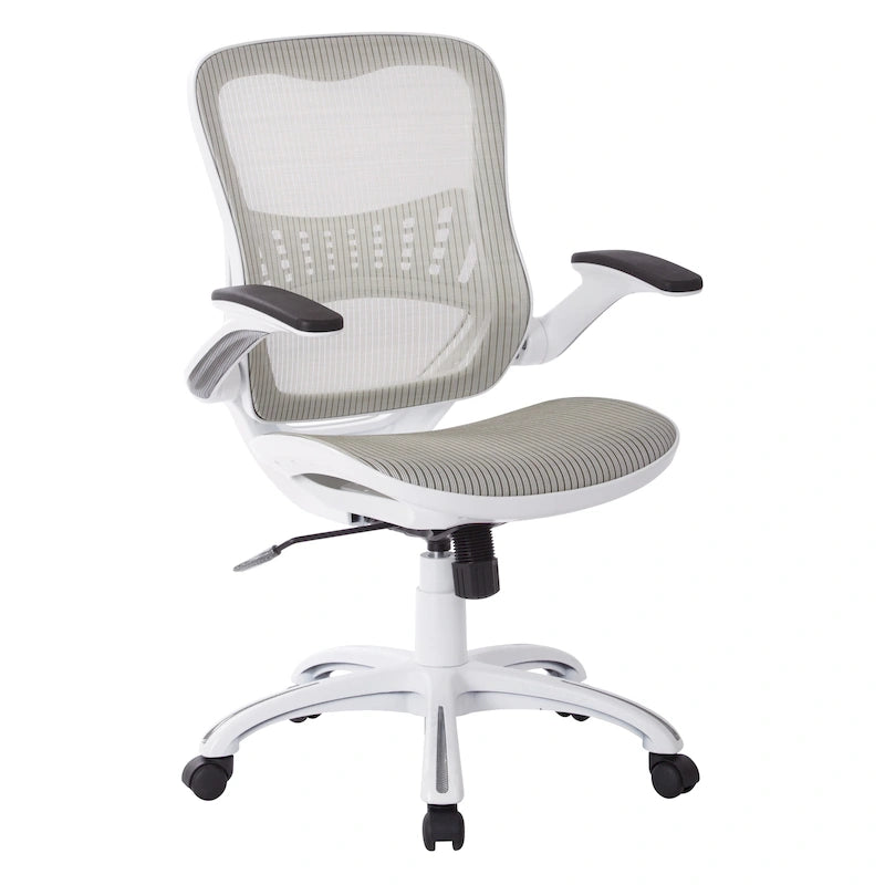 Chaise de bureau avec assise et dossier en maille blanche