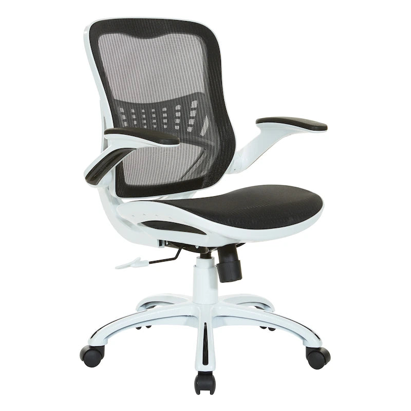 Chaise de bureau avec assise et dossier en maille blanche