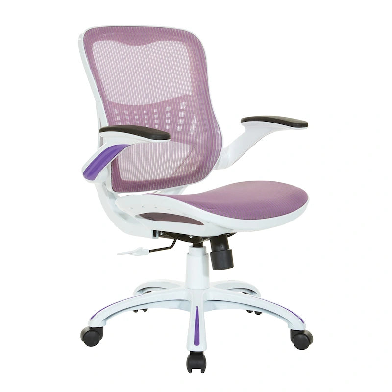 Chaise de bureau avec assise et dossier en maille blanche