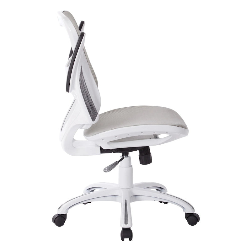 Chaise de bureau avec assise et dossier en maille blanche