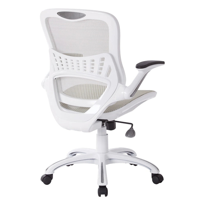 Chaise de bureau avec assise et dossier en maille blanche