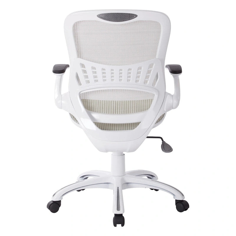 Chaise de bureau avec assise et dossier en maille blanche