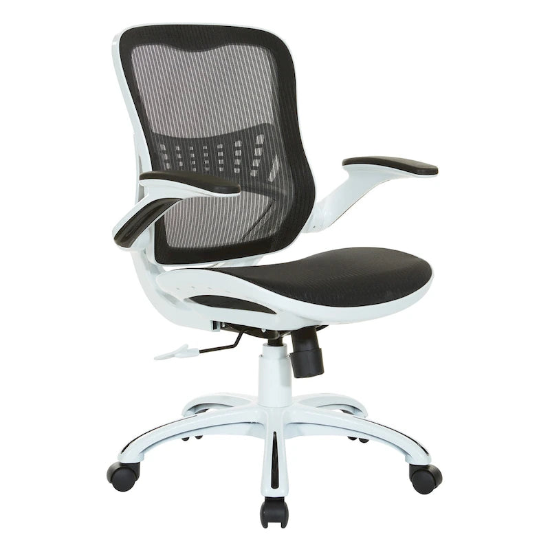 Chaise de bureau avec assise et dossier en maille blanche