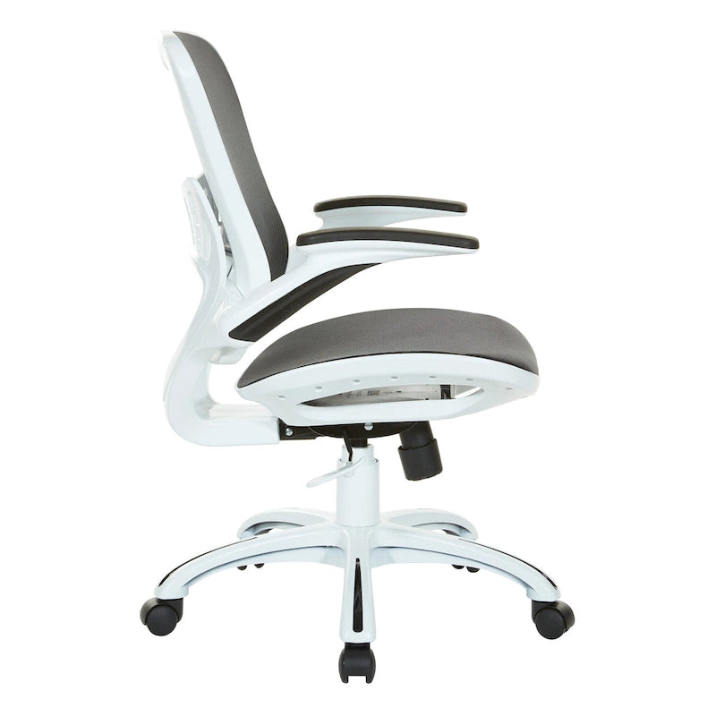 Chaise de bureau avec assise et dossier en maille blanche