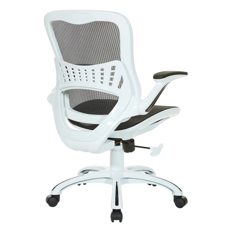 Chaise de bureau avec assise et dossier en maille blanche