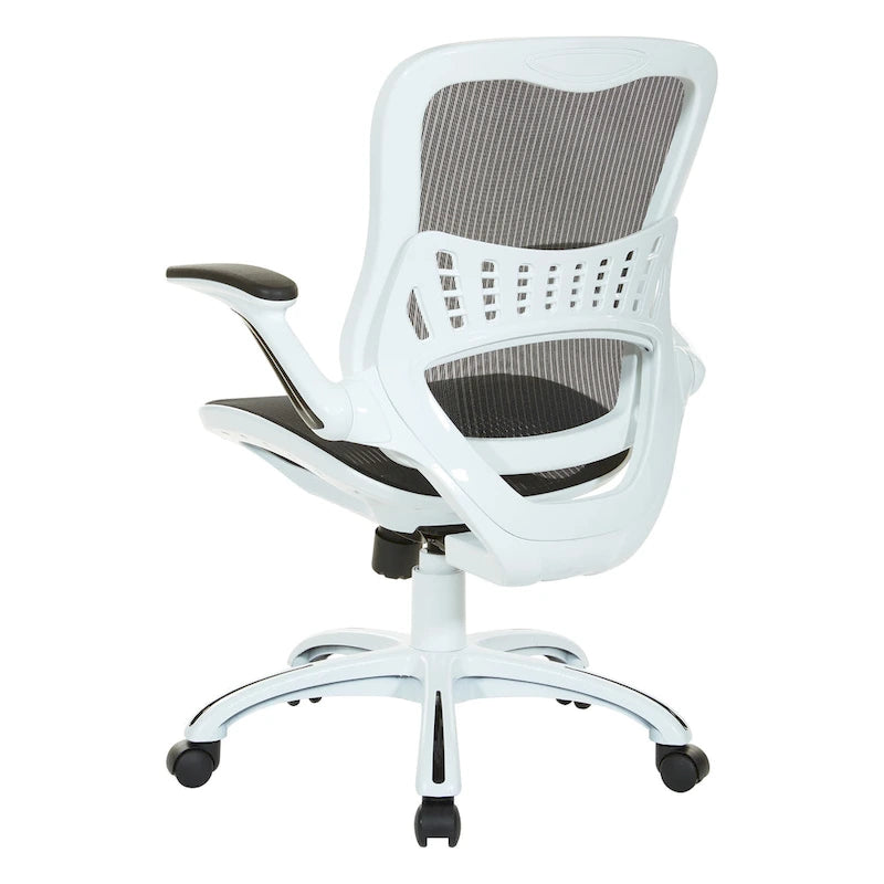 Chaise de bureau avec assise et dossier en maille blanche