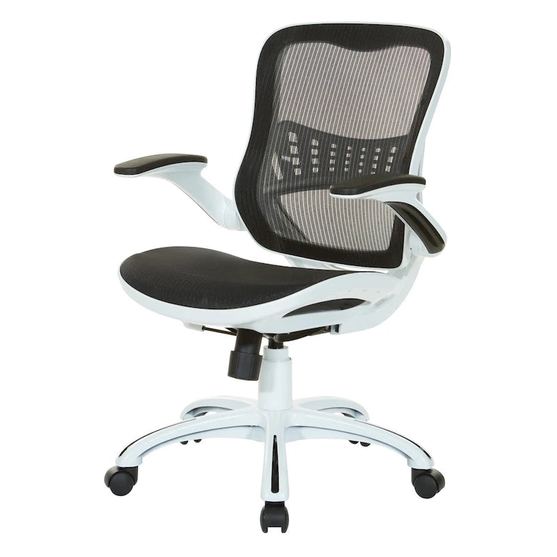 Chaise de bureau avec assise et dossier en maille blanche