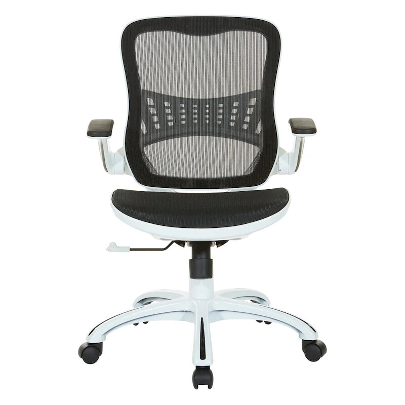 Chaise de bureau avec assise et dossier en maille blanche
