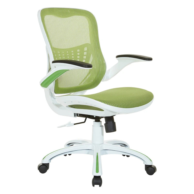 Chaise de bureau avec assise et dossier en maille blanche
