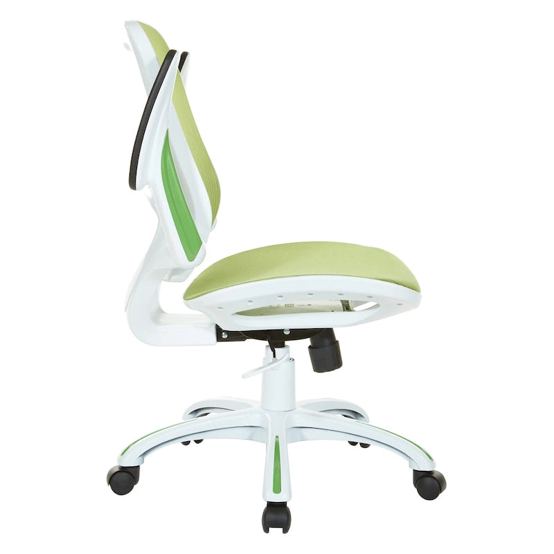 Chaise de bureau avec assise et dossier en maille blanche