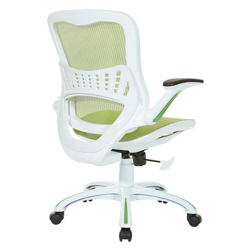 Chaise de bureau avec assise et dossier en maille blanche