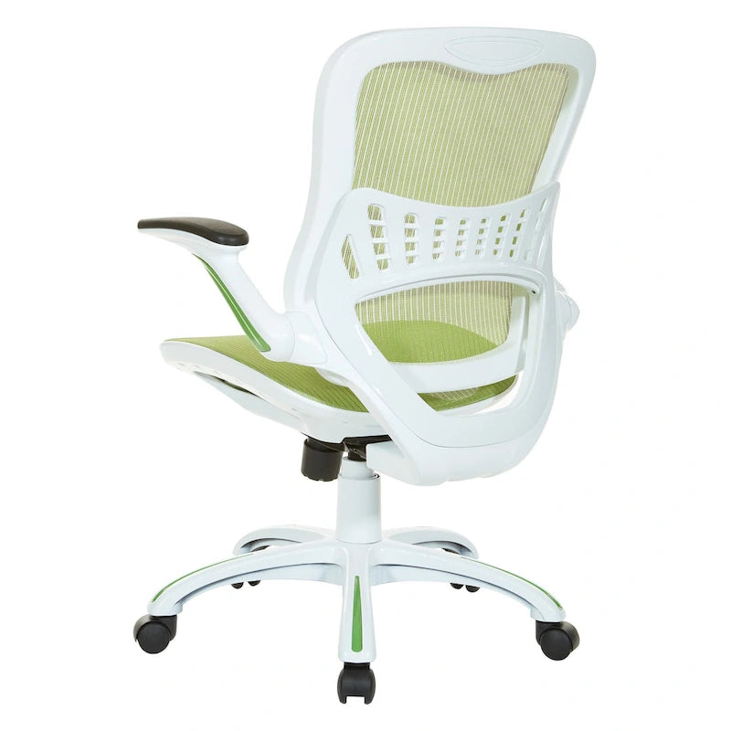 Chaise de bureau avec assise et dossier en maille blanche