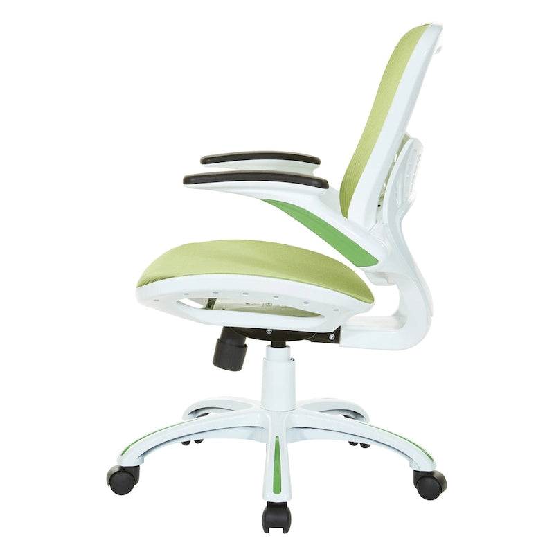 Chaise de bureau avec assise et dossier en maille blanche