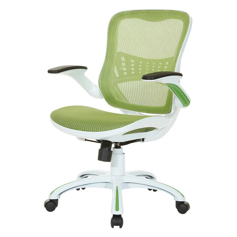 Chaise de bureau avec assise et dossier en maille blanche
