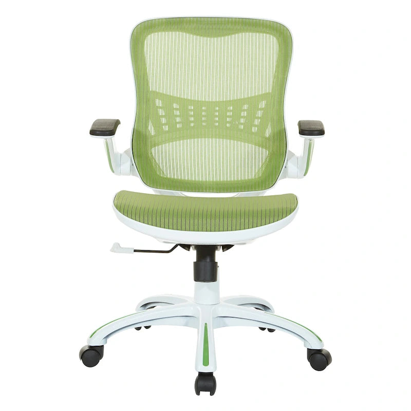 Chaise de bureau avec assise et dossier en maille blanche