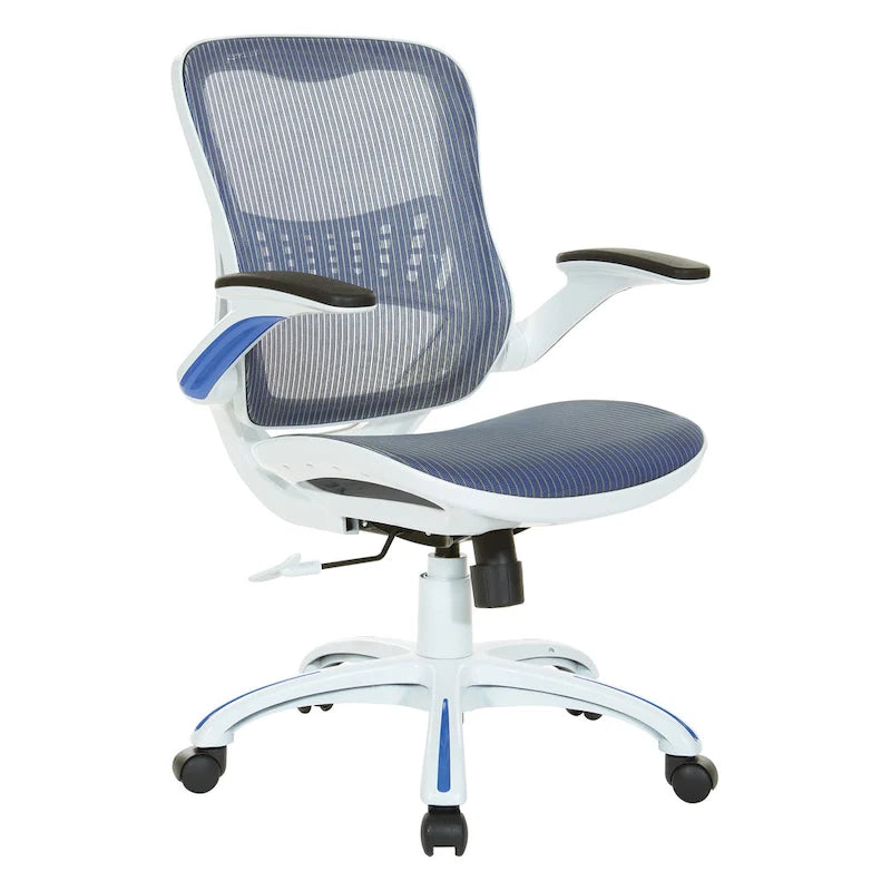 Chaise de bureau avec assise et dossier en maille blanche