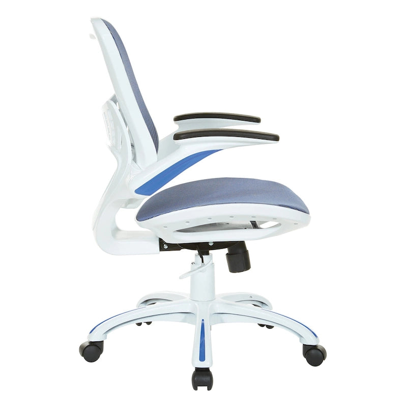 Chaise de bureau avec assise et dossier en maille blanche